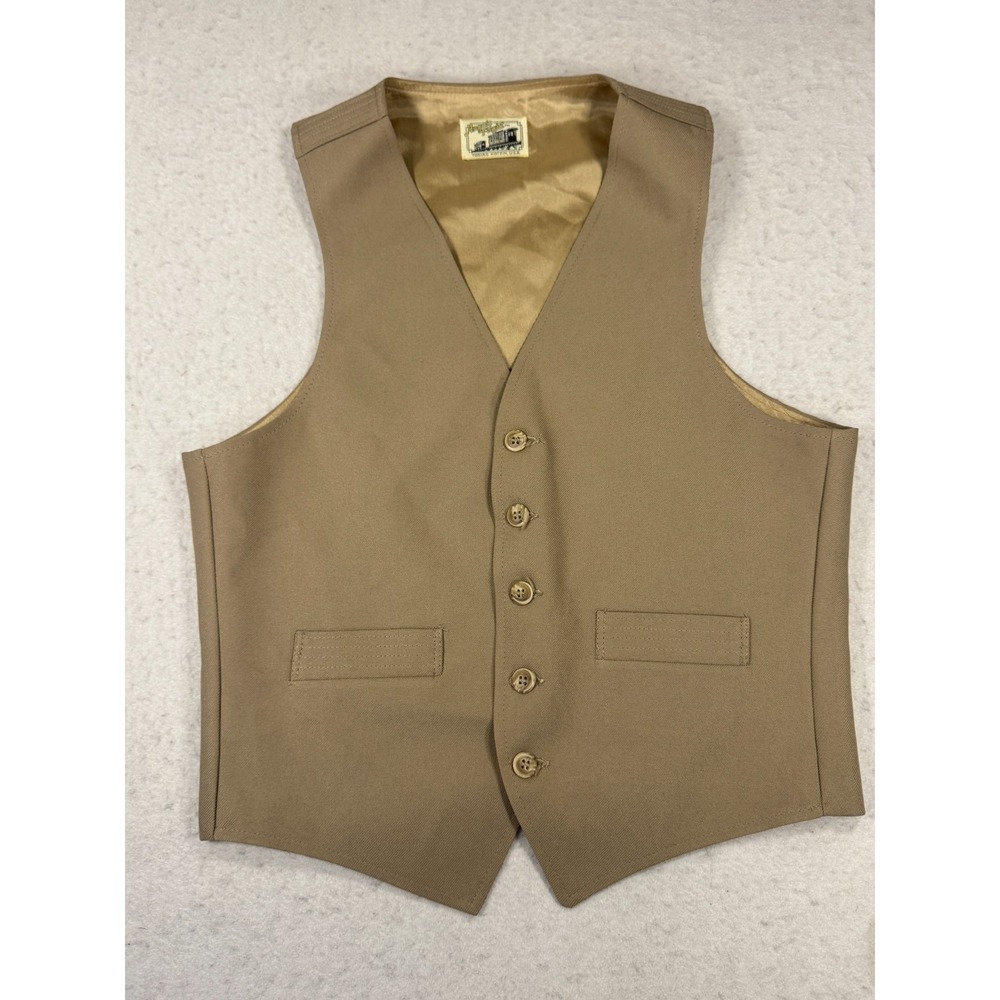 Vintage Angels Flight Vest Mens 38R Tan Western Formal Tailored Pointed Hem